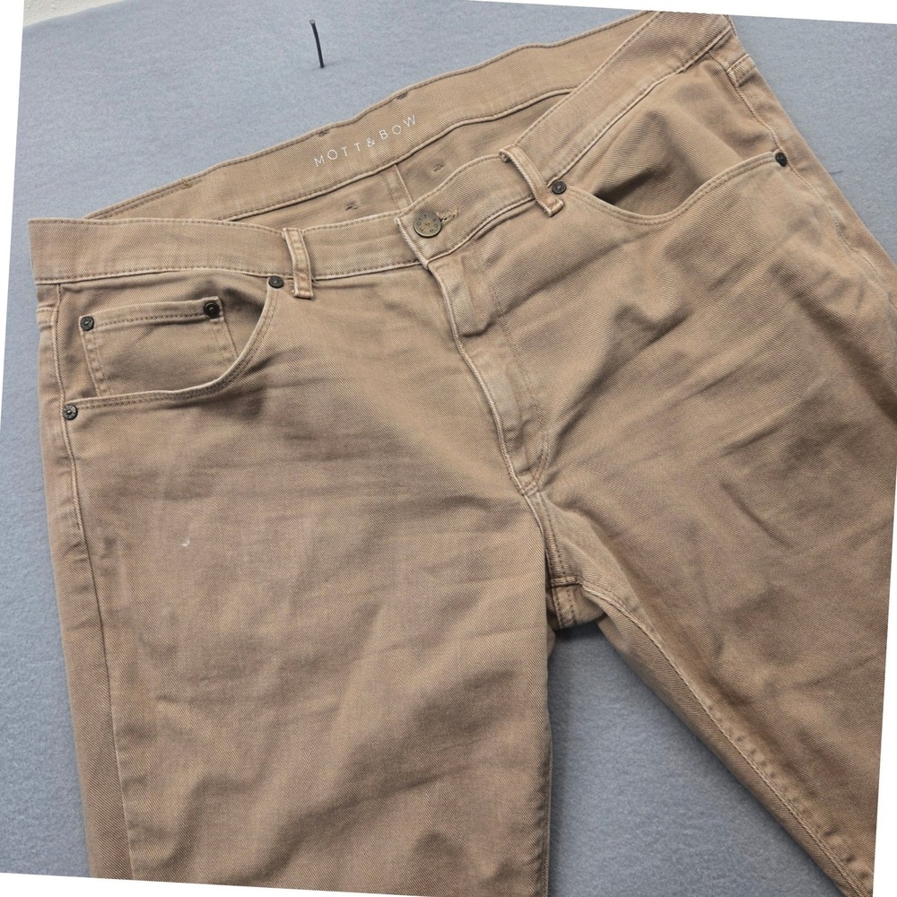 Mott & Bow‎ Mens Twill Chino Pants Tan Khaki Five Pocket 38x32